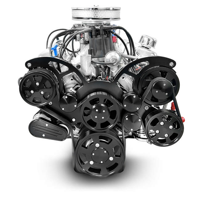 Ford Small Block Compatible 302 C.I. Deluxe Dressed - Cruiser - Front Sump Oil Pan - Black Pulley Kit - Carbureted