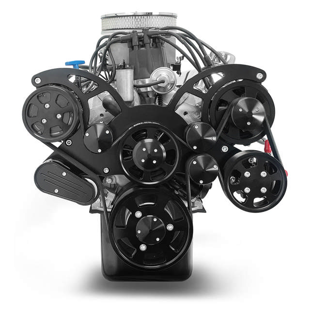 Ford Small Block Compatible 302 C.I. Deluxe Dressed - Front Sump Oil Pan - Cruiser - Black Pulley Kit - Fuel Injected