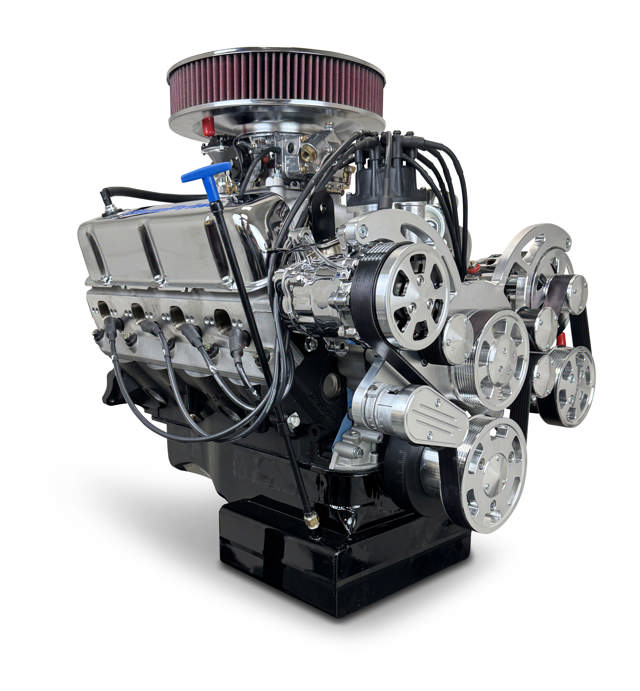 Ford Small Block Compatible Pro Series 427 C.I. Deluxe Dressed - Front Sump Oil Pan - Polished Pulley Kit - Carbureted