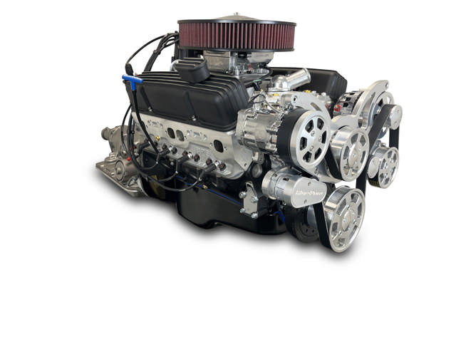 GM Small Block Compatible 383 c.i. Engine and 700R4 Automatic Transmission - 436 Horsepower - Standard Edition Builder Series - Polished Pulley Kit - Fuel Injected