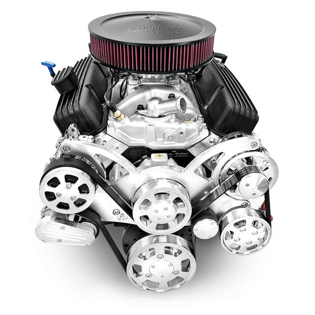 GM Small Block Compatible 383 c.i. Engine and TKX Manual Transmission - 436 Horsepower - Standard Edition Builder Series - Polished Pulley Kit - Fuel Injected