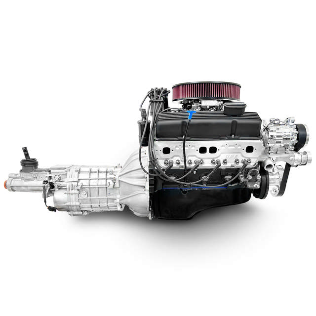 GM Small Block Compatible 400 c.i. Engine and TKX Manual Transmission - 500 Horsepower - Standard Edition Builder Series - Polished Pulley Kit - Fuel Injected