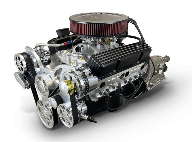 GM Small Block Compatible 400 c.i. Engine and 700R4 Automatic Transmission - 500 Horsepower - Standard Edition Builder Series - Polished Pulley Kit - Carbureted