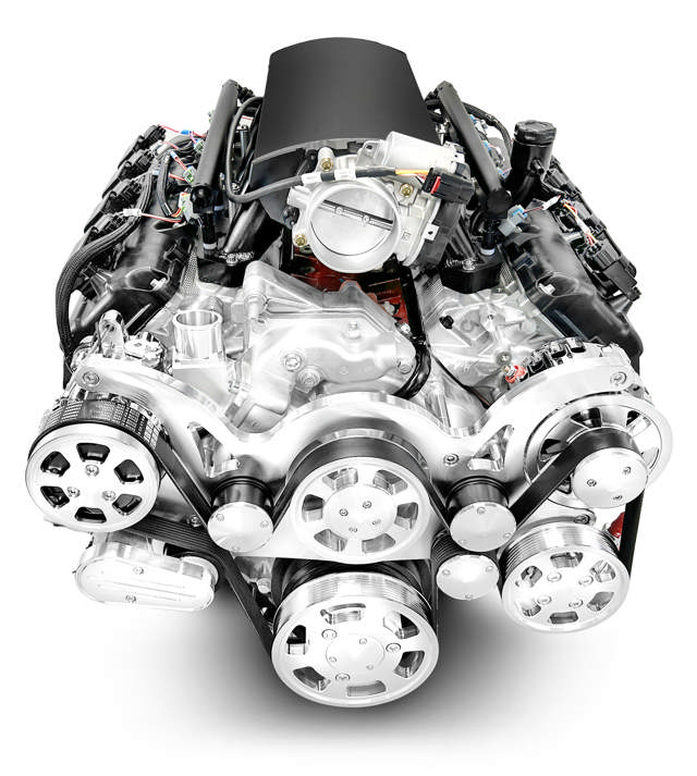 Chrysler Hemi Compatible 426 c.i. Engine and T56 Manual Transmission - 610 Horsepower - Standard Edition Builder Series - Polished Pulley Kit - Fuel Injected