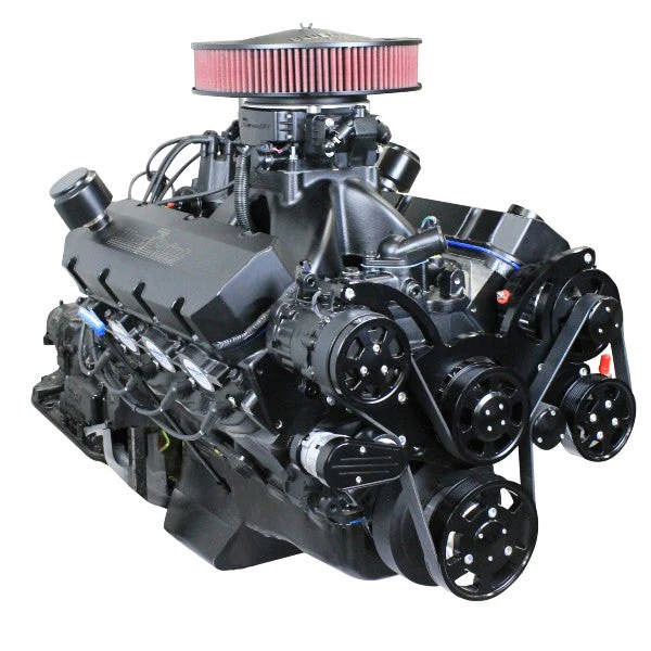 GM Big Block Compatible 632 c.i. Pro Series Engine and 4L80E Automatic Transmission - 815 Horsepower - Blackout Reaper Edition Builder Series - Black Pulley Kit - Carbureted