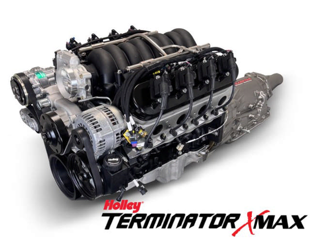 BluePrint Engines GM LS Compatible 376 c.i. Engine and 4L65/70E Automatic Transmission - 530 Horsepower - Standard Edition Builder Series - Natural Pulley Kit - Holley Terminator X EFI System