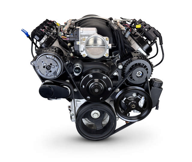 BluePrint Engines GM LS Compatible 376 c.i. Engine and T56 Manual Transmission - 530 Horsepower - Standard Edition Builder Series - Black Pulley Kit - Holley Terminator X EFI System