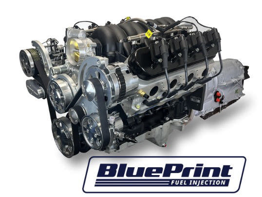 BluePrint Engines GM LS Compatible 376 c.i. Engine and ZF-8 Speed Automatic Transmission - 530 Horsepower - Standard Edition Builder Series - BluePrint Engines Calibrated ECU - Natural Pulley Kit