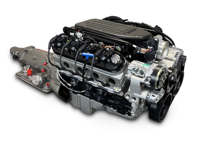 BluePrint Engines GM LS Compatible 376 c.i. Engine and 4L65/70E Automatic Transmission - Standard Edition Builder Series - Natural Pulley Kit - Holley Terminator X EFI System