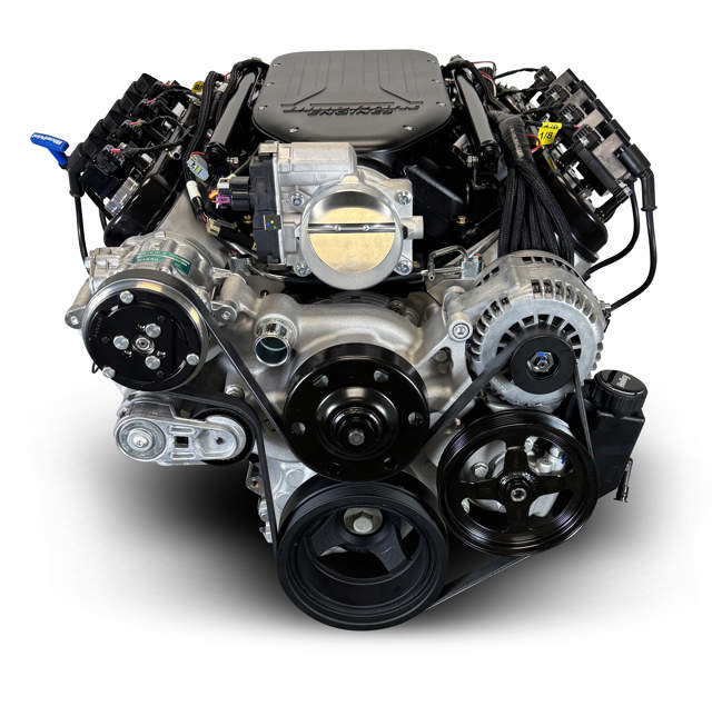 BluePrint Engines GM LS Compatible 376 c.i. Engine and 4L65/70E Automatic Transmission 4WD Ready - Truck Edition Builder Series - Natural Pulley Kit - Holley Terminator X EFI System