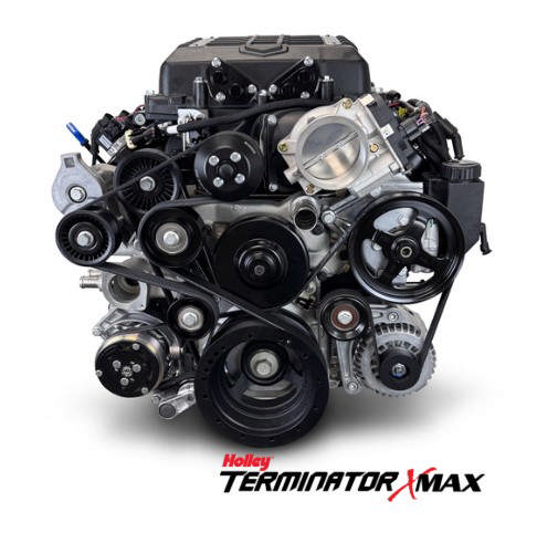 BluePrint Engines GM LS Compatible 376 c.i. Engine and T56 Manual Transmission - Standard Edition Builder Series - Black Pulley Kit - Holley Terminator X EFI System