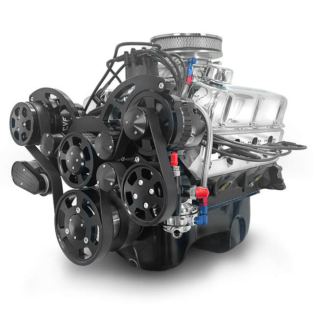 BluePrint Engines Ford Small Block Compatible 302 C.I. Deluxe Dressed - Rear Sump Oil Pan - Cruiser - Black Pulley Kit - Carbureted