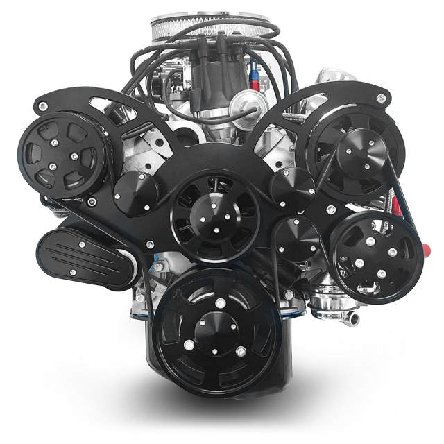BluePrint Engines Ford Small Block Compatible 302 C.I. Deluxe Dressed - Rear Sump Oil Pan - Cruiser - Black Pulley Kit - Carbureted