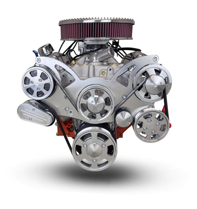 GM Small Block Compatible 327 C.I. Deluxe Dressed - Low Profile - Polished Pulley Kit - Fuel Injected