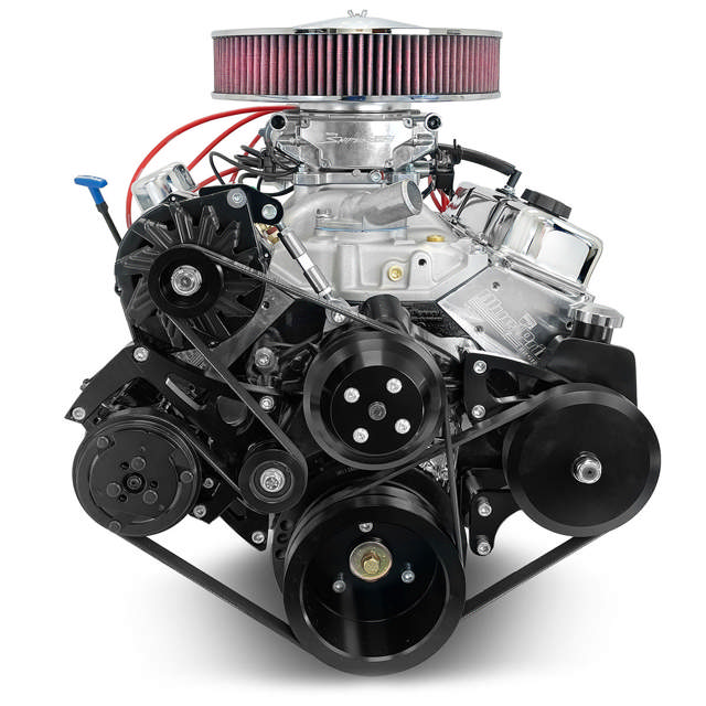 BluePrint Engines GM Small Block Compatible 383 c.i. Engine - 436 Horsepower - Deluxe Dressed - Black Pulley Kit - Fuel Injected