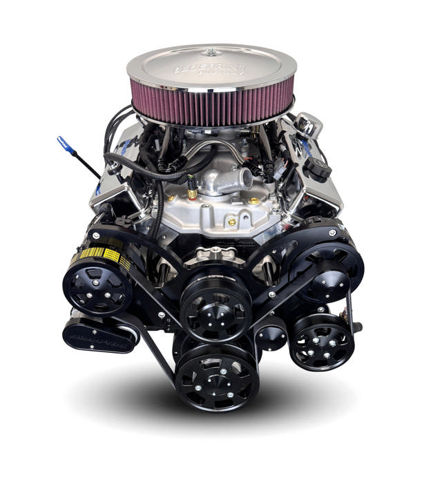 BluePrint Engines GM Small Block Compatible 383 c.i. Engine - 436 Horsepower - Deluxe Dressed - Black Pulley Kit - BluePrint Engines Calibrated ECU