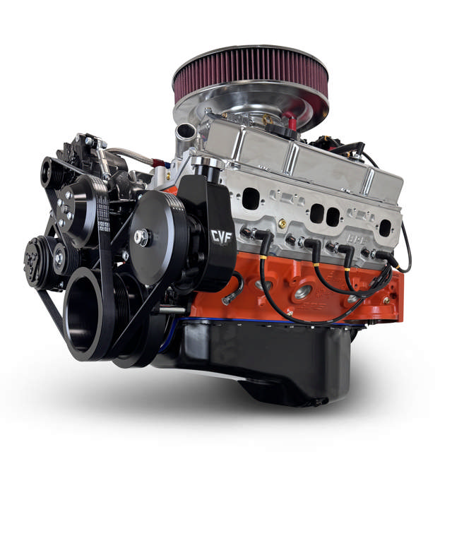 BluePrint Engines GM Small Block Compatible 400 c.i. Engine - 500 Horsepower - Deluxe Dressed - Black Pulley Kit - Carbureted