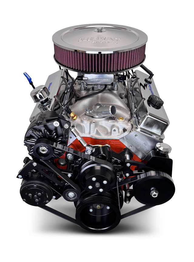 BluePrint Engines GM Small Block Compatible 400 c.i. Engine - 500 Horsepower - Deluxe Dressed - Black Pulley Kit - Fuel Injected