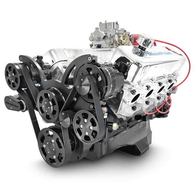 BluePrint Engines GM Big Block Compatible 454 c.i. Engine - 460 Horsepower - Deluxe Dressed - Black Pulley Kit - Carbureted - Cruiser