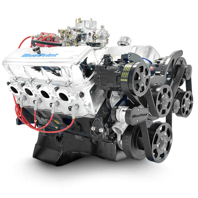 BluePrint Engines GM Big Block Compatible 454 c.i. Engine - 460 Horsepower - Deluxe Dressed - Black Pulley Kit - Carbureted - Cruiser