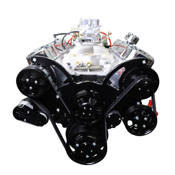 BluePrint Engines GM Big Block Compatible 496 c.i. Engine - 600 Horsepower - Deluxe Dressed - Black Pulley Kit - Carbureted