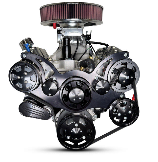 Chrysler Small Block Compatible 408 c.i. Engine - 465 Horsepower - Deluxe Dressed - Fuel Injected - Black Pulley Kit