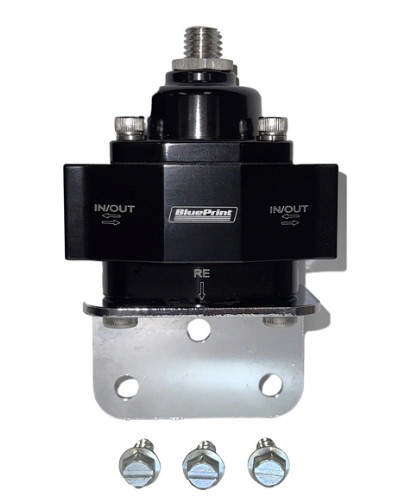 Regulator, Billet Fuel Pressure Regulator, Return Style, 4.5-9 PSI, 8AN ORB, BluePrint Logo, Black