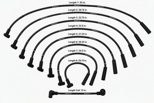 8mm Classic BluePrint Black- Assembled Spark Plug Wire Set - 180° Boots - Chrysler SB Compatible