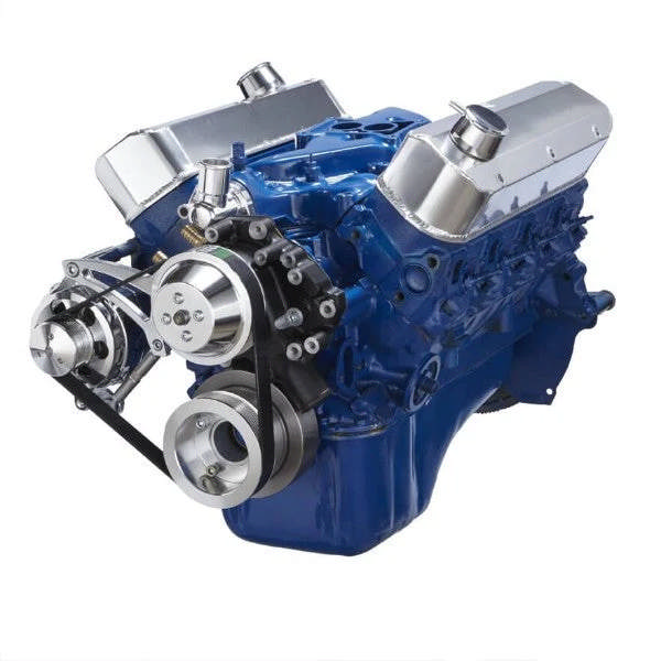Ford 302 c.i. SB Compatible Front Accessory Drive - Quick Serpentine with Alternator - Water Pump - Brackets and Bolts - Polished
