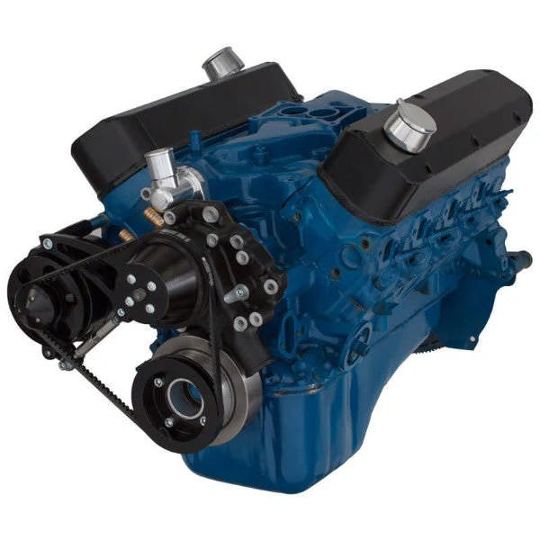Ford 351 Windsor SB Compatible Front Accessory Drive - V-Belt - Alternator - Water Pump - Brackets - Bolts - Black