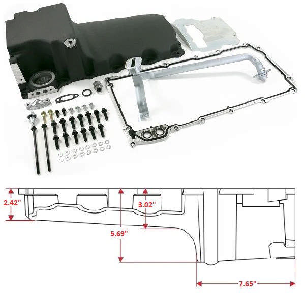 GM LS Swap Compatible Rear Sump Oil Pan Kit - Black