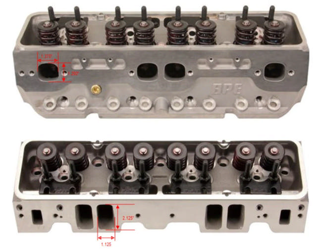 SB Chevy Aluminum Cylinder Head - 195cc - Assembled (Sold as Pair)