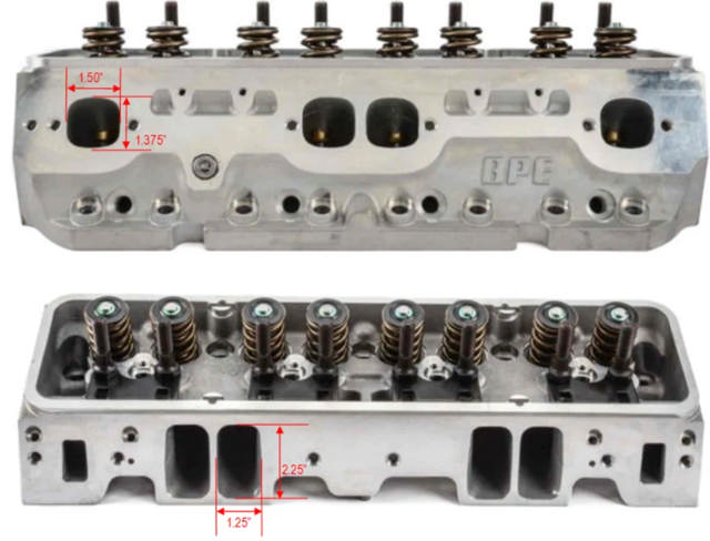 SB Chevy Aluminum Cylinder Head - 220cc - Assembled