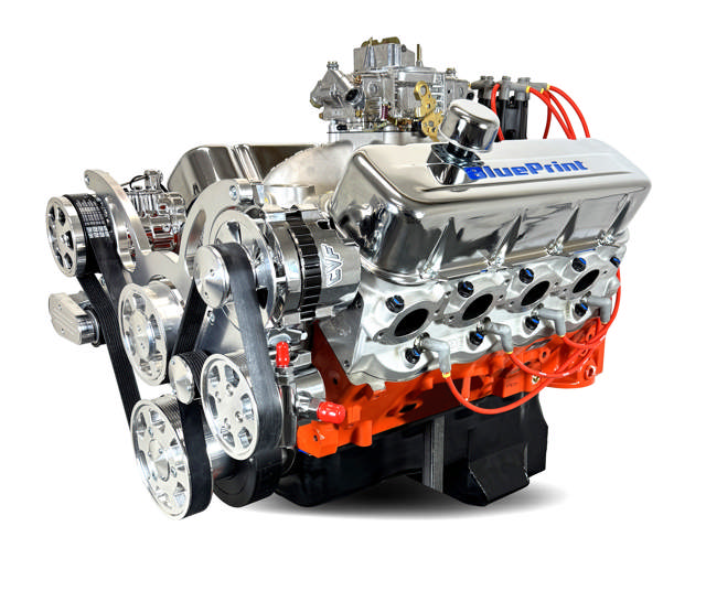 GM Big Block Compatible 502 c.i. Pro-Series Engine - 627 Horsepower - Deluxe Dressed -Polished Pulley Kit - Carbureted