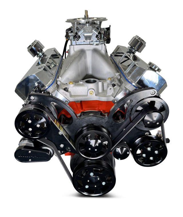 GM Big Block Compatible 572 c.i. Pro Series Engine - 750 Horsepower - Deluxe Dressed - Black Pulley Kit - Carbureted