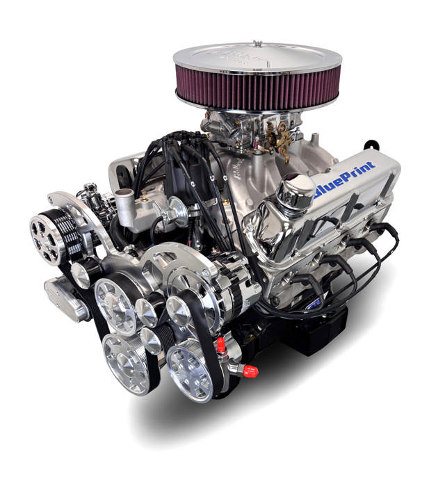 Ford Small Block Compatible Pro Series 427 C.I. Deluxe Dressed - Rear Sump Oil Pan - Polished Pulley Kit - Carbureted