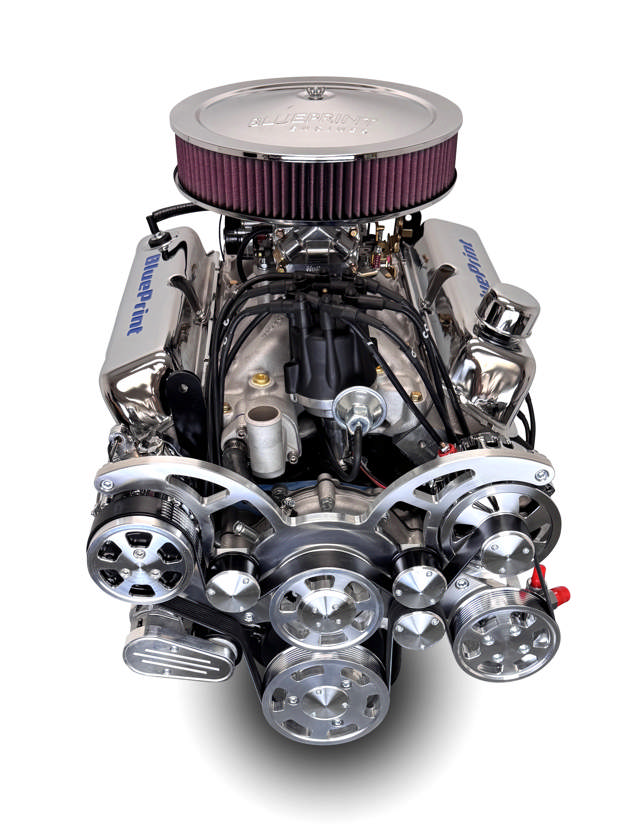 Ford Small Block Compatible Pro Series 427 C.I. Deluxe Dressed - Rear Sump Oil Pan - Polished Pulley Kit - Carbureted