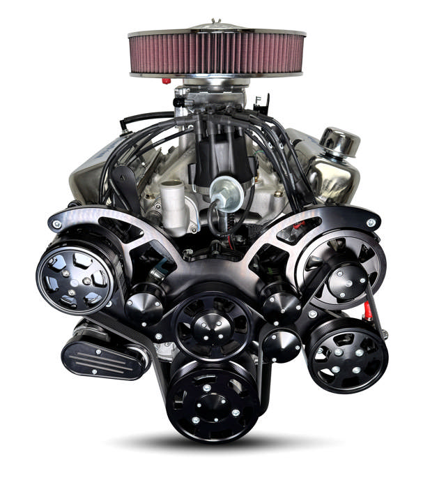Ford Small Block Compatible Pro Series 427 C.I. Deluxe Dressed - Rear Sump Oil Pan - Black Pulley Kit - Fuel Injected