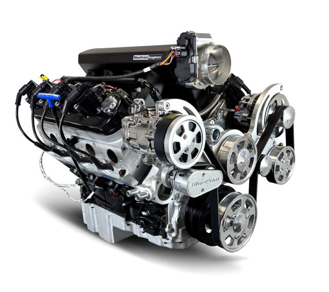 GM LS Compatible 376 c.i. Pro Series Engine - BPE Fabbed Aluminum Intake - Deluxe Dressed - Polished Pulley Kit - BluePrint Engines Calibrated ECU