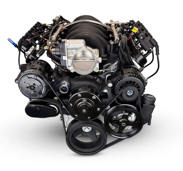 GM LS Compatible 376 c.i. Pro Series Engine - GM Plastic Intake - Deluxe Dressed - Black Pulley Kit - Holley Terminator X EFI System