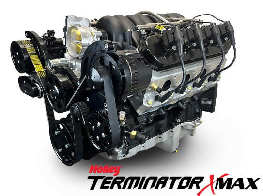 GM LS Compatible 376 c.i. Pro Series Engine - GM Plastic Intake - Deluxe Dressed - Black Pulley Kit - Holley Terminator X EFI System